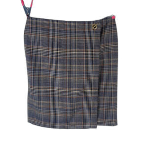 Calvin Klein Women’s 10P Glen Plaid Wrap Skirt Blue Lining Preppy Career Chic